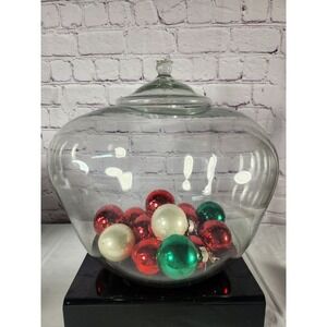 Very Large Vintage Blenko Style Jar with Lid MCM Art Glass Vase Clear